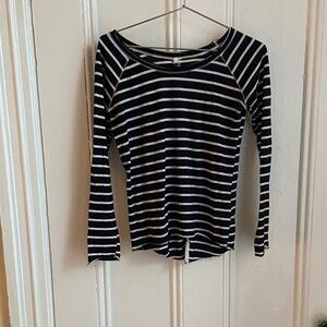 Poof! Black and White Striped Long Sleeve Top